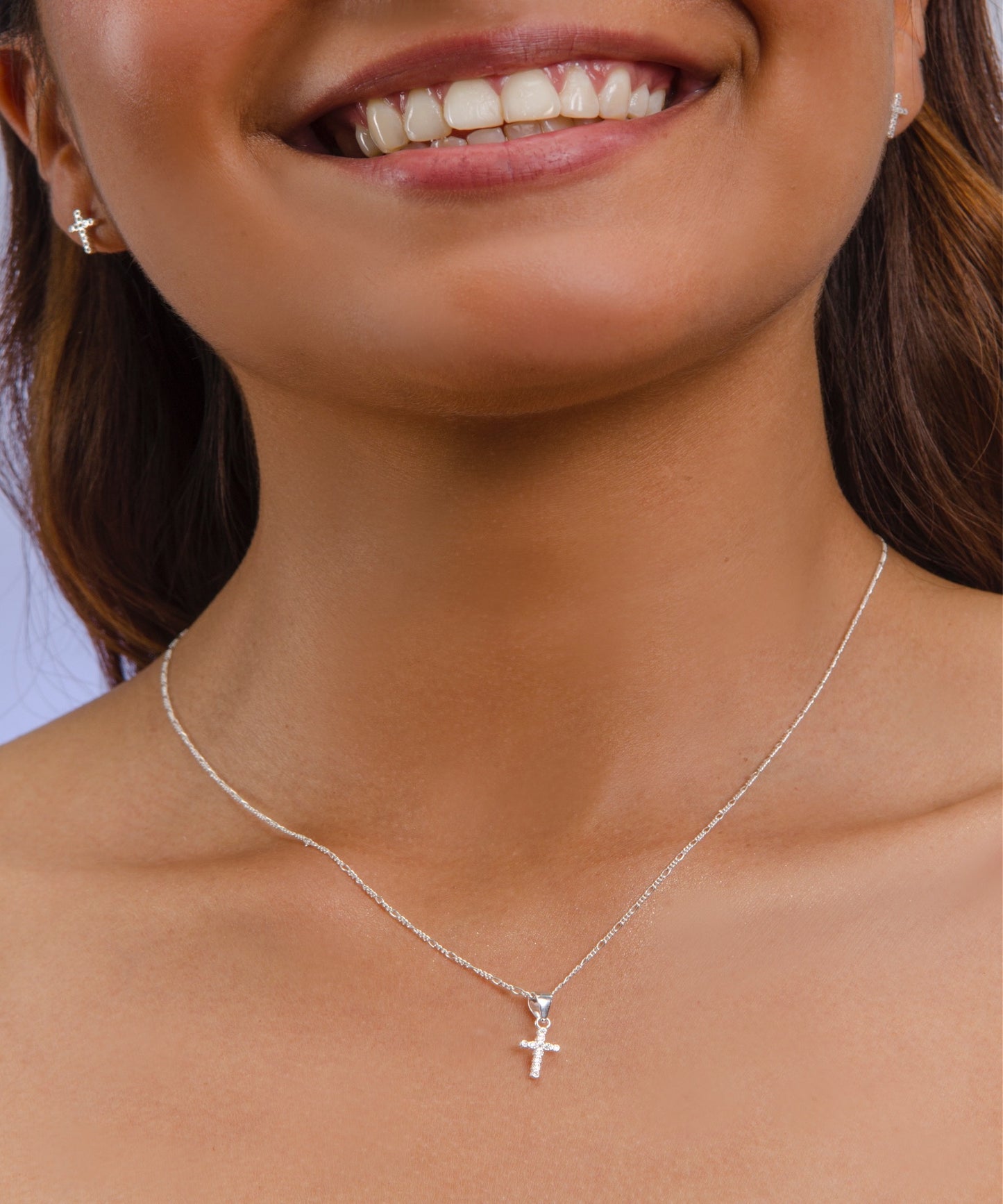 CONJUNTO CRUZ CIRCONES PLATA